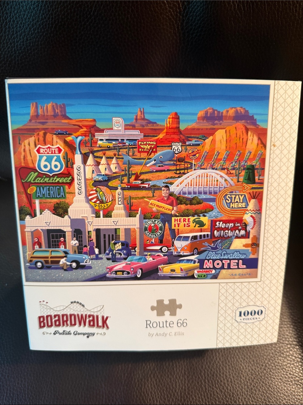 Route 66 jigsaw puzzle.  Boardwalk Puzzle company. 1000 pieces with poster